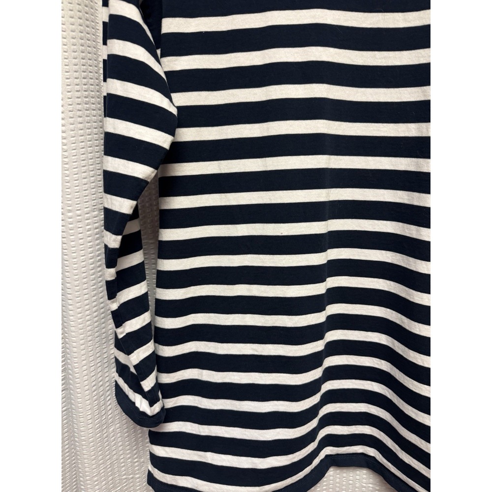 J. Crew‎ Blue White Striped Boat Neck Cotton Tunic Top Size Med Style AE778 - Picture 2 of 9